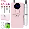 Broca elétrica profissional para unhas com 45000 RPM, projetada para remoção conveniente de cutículas, modelagem de unhas e preparação de unhas, especificamente para uso em salões de beleza.