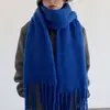 Bufanda Cálida de Color Sólido Nueva de Invierno con Borlas, Chal Bufanda Simple Versátil, Bufanda Cálida de Lana
