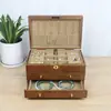 Caja de joyería Xianglong de madera maciza con cerradura, gran capacidad, estilo vintage, para guardar collares y otras joyas