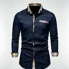 Camisa Formal de Manga Larga para Hombre Talla Europea Exterior Sin Pliegues en la Espalda Tejido Elástico en Cuatro Direcciones Cómodo Transpirable
