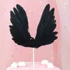 Enchufe para Decorar Pasteles Hermosas Alas de Pluma Negra Platos para Decorar Pasteles de Diablo Decorativo Pastel Alas Negras