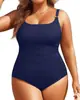 Traje de baño de una pieza de color sólido para mujer 2026 Nuevo modelo Traje de baño de una pieza tipo triángulo para entrenamiento en piscina Traje de baño de talla grande Fábrica