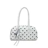 Bolsa de almofada retrô americana com bolinhas, bolsa de mão feminina da moda com pingente de estrela de cinco pontas, bolsa de ombro casual versátil, bolsa de axila