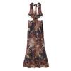 Estilo Europeu e Americano Moda Feminina Tendência Versátil Decote Halter Estampado Vestido Sexy de Férias