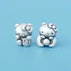 Plata Pura S999 Lindo Gato Gatito Hello Kitty con Lazo Separadores Accesorios de Hello Kitty Pulsera de Cuerda con Cuentas DIY Accesorios de Plata