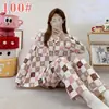 Pijama mikko para mujer para primavera y otoño, conjunto de gasa de algodón nube de manga larga y pantalón largo, lindo conjunto de ropa de casa de verano estilo japonés