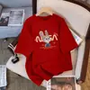 Camiseta de Algodão Puro com Estampa de Desenho Animado de Manga Curta para Mulheres 2026 Novo Estilo de Verão Moda Versátil Casual Tamanho Grande Top de Meia Manga
