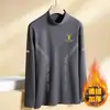 Camiseta interior térmica para hombre de otoño e invierno, camiseta de manga larga, top de otoño de cuello medio alto, ropa de marca moderna para hombre, ropa de alta calidad para hombre