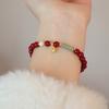 Pulseira de Cinábrio 6MM Design de Círculo Único Senso de Design Novo Estilo Chinês Cinábrio do Ano de Nascimento com Pérola de Água Doce Jade Fornecimento Atacado