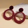 Pendientes de Acero Redondo con Bordado de Terciopelo de Lana Otoño e Invierno Europeos y Americanos Pendientes de Moda Sencillos de Nicho Retro