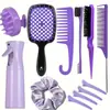 Juego de Peines para el Cabello Peine de Cola Puntiaguda de Bobina Peine para Cabello Esponjoso Acabado Cabello Roto Cepillo para Contorno Peine de Dientes Anchos Juego de Lazo para el Cabello