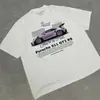 2024 Algodão Carro Padrão de Letras Estampa Design Manga Curta Camiseta-