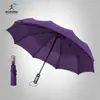 Guarda-chuva Automático Dobrável Personalizado de Dez Ossos Guarda-chuva Automático Masculino Uso Duplo Duplo Duas Pessoas Aumento Três Dobras Cor Sólida Guarda-chuva Publicitário