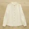Camisa Japonesa Versátil de Gola Alta com Manga Longa Outono 2025 Feminina Solta Emagrecedora Casual Top Camisa Base Tendência