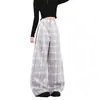 Atuendo Dopamina de Verano Pantalones Casuales Cuadros Verdes para Mujer, Pantalones Largos Ligeros Holgados de Pierna Ancha para Verano