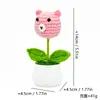 Cabeza de Animal Tejida a Crochet Hecha a Mano Planta en Maceta Cabeza de Oso Cabeza de Cerdo Cabeza de Mickey y Minnie Dibujos Animados Creativos Adornos de Escritorio