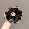 Goma para el pelo de encaje de lunares perlados de alta gama negra Sencilla para coleta de niña Elegante Versátil para moño