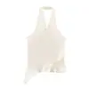 Para Comércio Exterior Transfronteiriço Europeu e Americano Roupas Femininas Aliexpress Mais Vendidas Verão Simples Versátil Textura de Cetim de Seda Top com Decote Halter