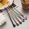 Cuchara-Popote Multicolor Creativa de Acero Inoxidable 304 para Uso en Casa y Restaurante, Cuchara-Popote con Filtro para Bebidas, Cuchara-Popote Mezcladora con Mango Largo