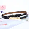 Cinturón fino brillante de cuero genuino de moda para vestidos, cinturón de mujer estilo coreano, cinturón versátil de verano sin poros ajustable