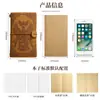 Cuaderno de Viaje Retro A6 con Sello de Tarjeta, Hojas Sueltas, Correa, Portátil, Extraíble, Personalidad, Creativo