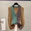 Cardigan Suéter de Malha Colete para Mulheres da Família Yangyang, Top Versátil, Suéter Sem Mangas, Colete para Camadas, Engrossado