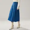 Falda de cachemira de cintura alta línea A para mujer de otoño e invierno, falda de longitud media fluida de otoño e invierno, falda larga adelgazante y que disimula el abdomen