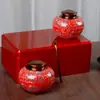 Yuerui Latas de Té Esmaltadas Cajas de Regalo Almacenamiento de Materiales Medicinales de Alta Gama Sello Pequeño Altar Cerámico Botella de Té Grande Vacía