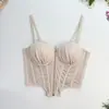 Camisola Corsé de Hueso de Pescado de Alta Gama Transfronteriza con Busto Fruncido, Dobladillo Irregular y Diseño de Cremallera