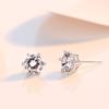 Aretes de Plata Esterlina S925 con Zirconia de Diamante Único para Mujer, Estilo Coreano Simple, Aretes Pequeños Exquisitos de Moda para Hombre de Seis Garras