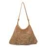 Bolsa de mano tejida de gran capacidad para pesca para mujer, nuevo modelo primavera 2026, bolso simple de hombro y cruzado para vacaciones junto al mar y viajes a la playa