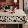 Mantel Rectangular Impermeable y a Prueba de Aceite de PVC con Estampado Floral Negro Retro, con un Ambiente de Lujo Ligero para Uso en el Hogar, Resistente al Calor