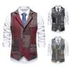 Chaleco Casual Nuevo para Hombre Transfronterizo 2025 Retro Color Contraste Solapa Tweed Espiguilla Chaqueta Chaleco para Hombre