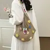 Bolsa de Crochê de Fio de Algodão Floral para Mulheres, Novo Modelo Verão 2026, Bolsa de Ombro de Grande Capacidade, Bolsa Tote Vazada Estilo Relax