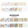 Acessórios para Nail Art Tachas Metálicas Vazadas Estilo Japonês Pedras Strass Coloridas com Fundo Plano Tiras Longas Caixinha Conjunto Misto para Nail Art Conjunto Completo