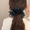 Corea del Sur nuevo organza dulce hada aire uña perla intestino grueso cuerda para el cabello anillo para el cabello doble encaje bola cabeza cuerda