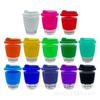 Taza de café de vidrio EK012 con anillo de silicona tapa de silicona 340 ml resistente a altas temperaturas multicolor stock spot logo