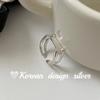 Design Personalizado Estilo Coreano Joias Simples de Prata Prata de Lei S925 Anel de Linha de Camada Dupla Empilhável Ajustável para Mulheres