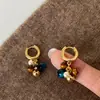 Pendientes de Piedra Natural con Bloques de Color Estilo Ins de Moda para Mujer, Pendientes Elegantes Vintage de Lujo Ligero para el Trabajo
