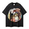 Camiseta de Manga Curta Personalizada Impressa por Injeção Direta Novo Desenho Animado Transfronteiriça Marca Tendência Anime Camiseta Lavada Outfits de Casal para Homens e Mulheres
