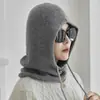 Cachemira 2026 Otoño/Invierno Nuevo Estilo para Mujer Calentador de Cuello con Protección para Orejas Bufanda Integrada con Capucha Pasamontañas Gorro Pulóver