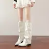 Nuevas botas de montar de caña alta con hebilla de cinturón retro 2026, botas de caña alta de pierna recta, botas vaqueras adelgazantes para mujer