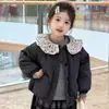 Chaqueta de Algodón de Invierno para Niñas, Abrigo de Algodón a la Moda Estilo Coreano para Niños Pequeños y Niños Pequeños, Ropa Exterior Acolchada Espesa con Cuello de Muñeca Floral