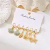 Pendientes de Aro Combinados con Concha y Estrella Estilo Coreano, Elegantes y Versátiles para el Trabajo, Pendientes de Diseño de Nicho de Alta Gama para Mujer