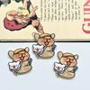 Parche Acrílico de Oso Lindo de Dibujos Animados con Línea de Perlas Coreano DIY Horquilla Broche Calcomanías para Refrigerador Accesorios