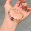 Pulsera de Amatista Natural de Fuego Jiu Zi Li Pulsera de Citrino Pulsera de Lujo Ligero Nicho de Gama Alta Joyería de Mano Regalo para Mujer
