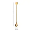 Cuchara Redonda para Remover Café Acero Inoxidable 304 Mango Largo Cuchara Bar Cuchara para Mezclar Cócteles Cuchara para Té con Leche Miel Postre Tenedor