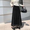 Aceitar Somente Pedidos: Estilo Suave, Reversível, Elegante Saia Midi com Renda Vazada para Mulheres, Saia de Outono de Cintura Alta de Comprimento Médio