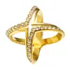 Deseo Amazon ebay fabricante en stock anillo cruzado 3D hueco diamante x anillo de diamante circón
