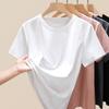 Amônia líquida 80 camiseta de algodão mercerizado de manga curta feminina de verão gola redonda slim camiseta de algodão cavalo camisa básica de alta qualidade seda gelada
